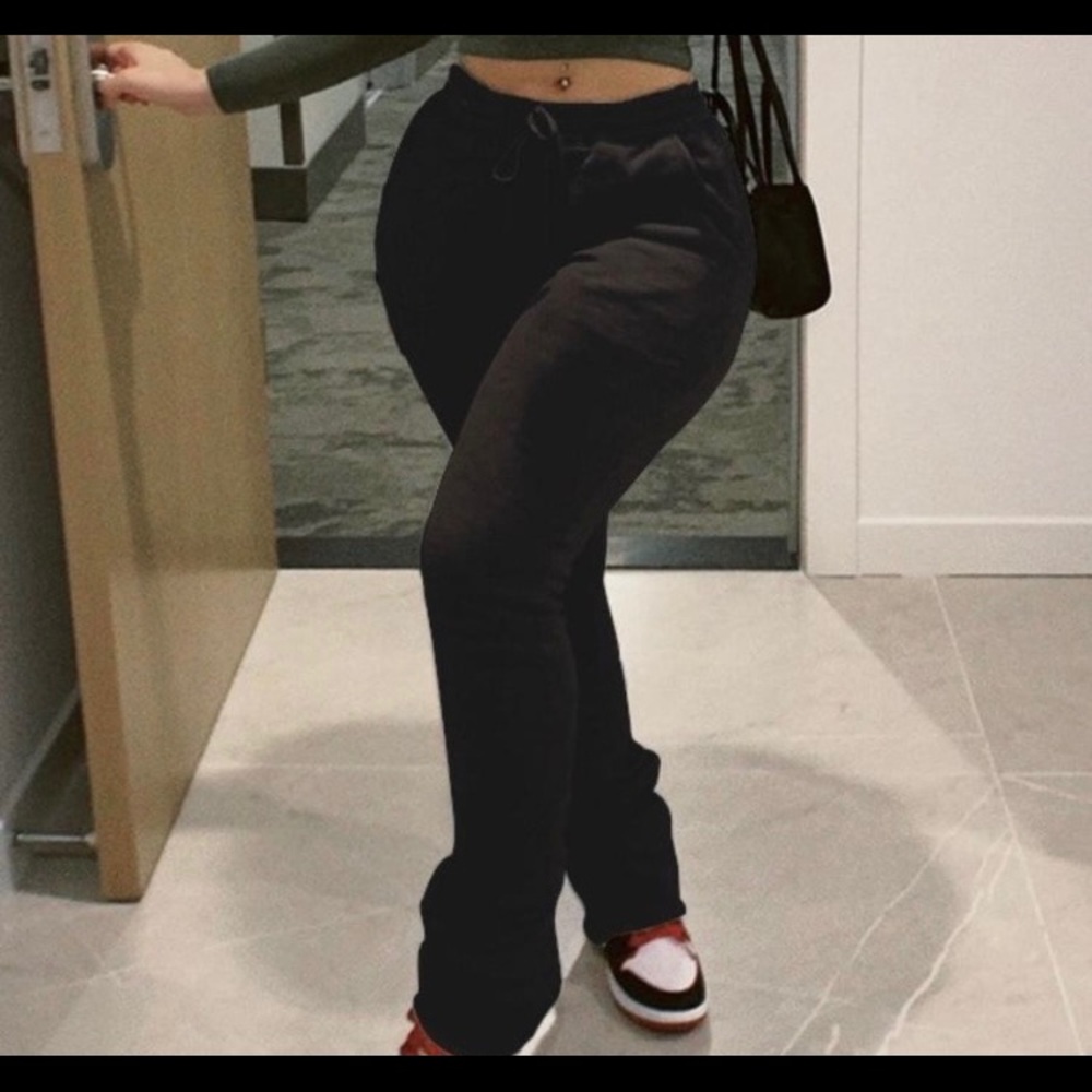 Black Stacked Sweatpants